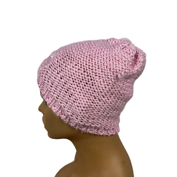 Reebok Women's Pink Knit Beanie Rams Logo One Size Fits All 100% Acrylic - Picture 8 of 8